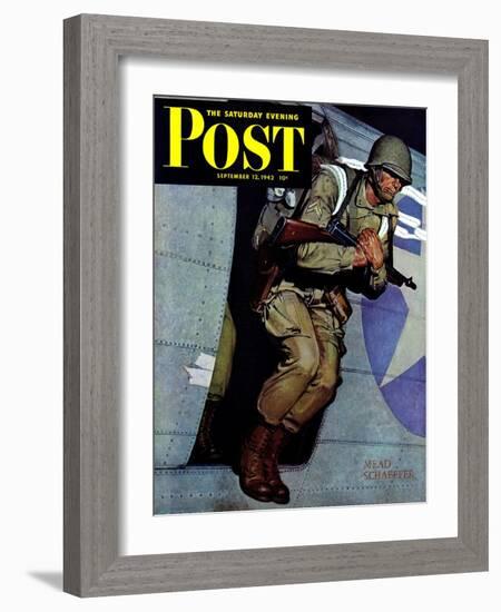 "Paratrooper," Saturday Evening Post Cover, September 12, 1942-Mead Schaeffer-Framed Giclee Print