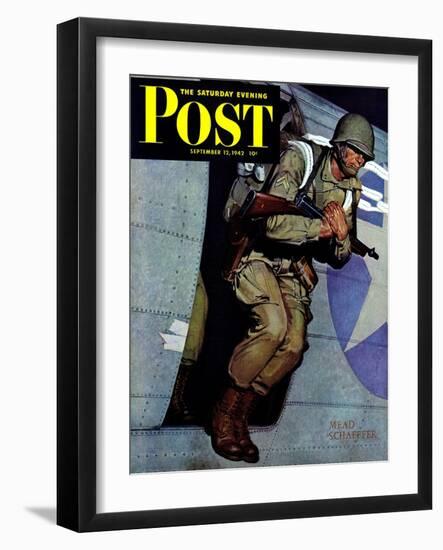 "Paratrooper," Saturday Evening Post Cover, September 12, 1942-Mead Schaeffer-Framed Giclee Print