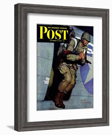 "Paratrooper," Saturday Evening Post Cover, September 12, 1942-Mead Schaeffer-Framed Giclee Print