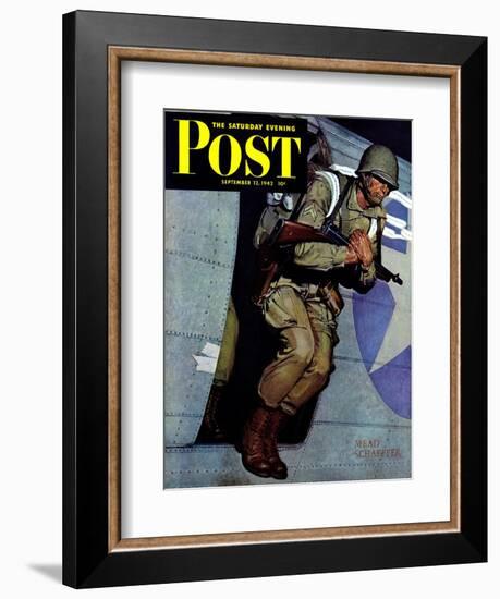 "Paratrooper," Saturday Evening Post Cover, September 12, 1942-Mead Schaeffer-Framed Giclee Print