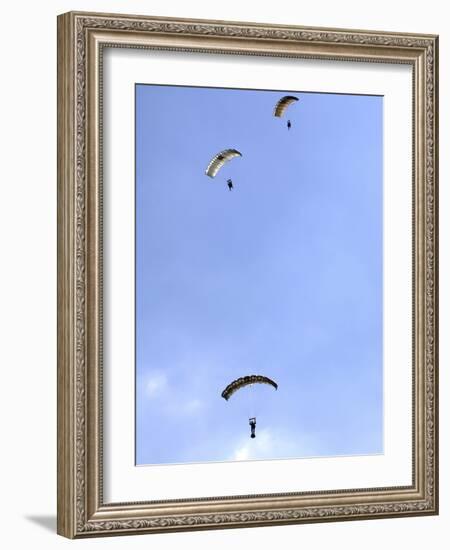 Paratroopers from the Pathfinder Platoon Descend Through the Sky-Stocktrek Images-Framed Photographic Print