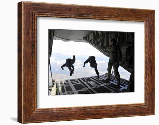 Paratroopers with the Spanish Military Jump from a C-130J Super Hercules-Stocktrek Images-Framed Photographic Print