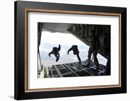 Paratroopers with the Spanish Military Jump from a C-130J Super Hercules-Stocktrek Images-Framed Photographic Print