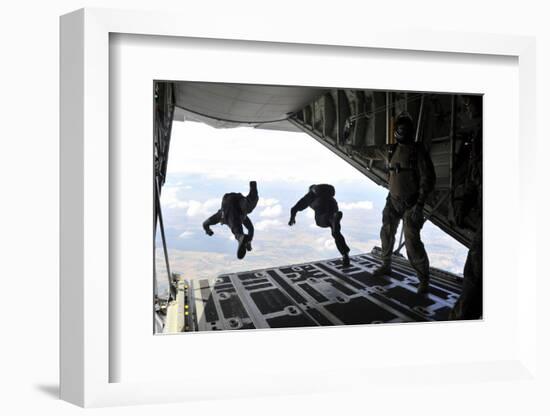 Paratroopers with the Spanish Military Jump from a C-130J Super Hercules-Stocktrek Images-Framed Photographic Print