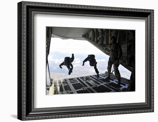 Paratroopers with the Spanish Military Jump from a C-130J Super Hercules-Stocktrek Images-Framed Photographic Print