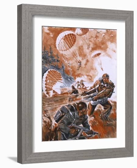 Paratroops Landing 1944-Raoul Auger-Framed Art Print