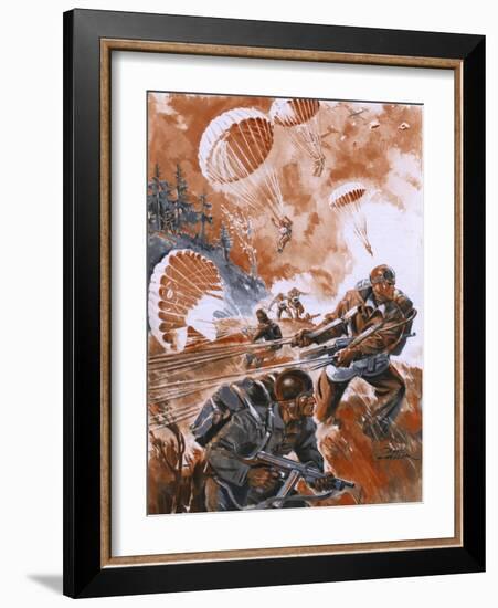 Paratroops Landing 1944-Raoul Auger-Framed Art Print