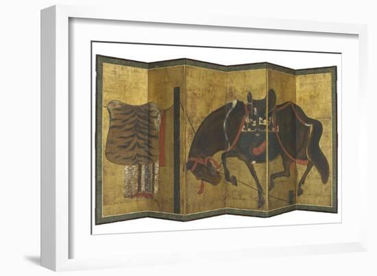 Paravent à six volets : cheval à la longe-null-Framed Giclee Print