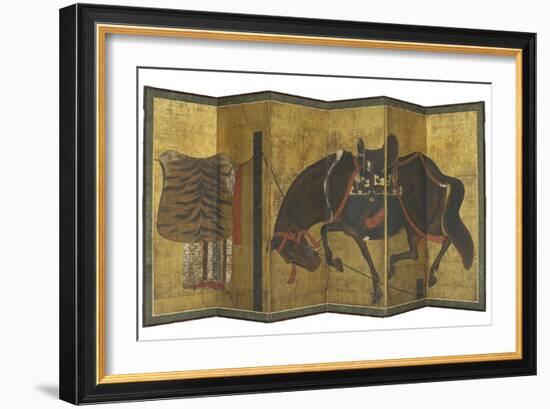 Paravent à six volets : cheval à la longe-null-Framed Giclee Print