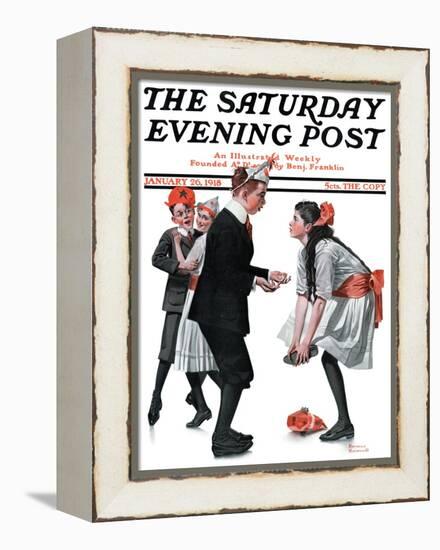 "Pardon Me" Saturday Evening Post Cover, January 26,1918-Norman Rockwell-Framed Premier Image Canvas