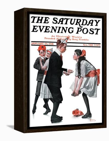 "Pardon Me" Saturday Evening Post Cover, January 26,1918-Norman Rockwell-Framed Premier Image Canvas