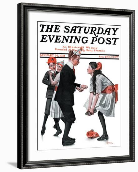 "Pardon Me" Saturday Evening Post Cover, January 26,1918-Norman Rockwell-Framed Giclee Print