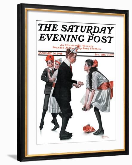 "Pardon Me" Saturday Evening Post Cover, January 26,1918-Norman Rockwell-Framed Giclee Print