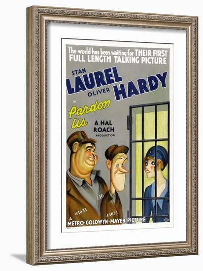 PARDON US, poster art, from left: Oliver Hardy, Stan Laurel [Laurel and Hardy], 1931-null-Framed Art Print