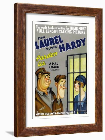 PARDON US, poster art, from left: Oliver Hardy, Stan Laurel [Laurel and Hardy], 1931-null-Framed Art Print