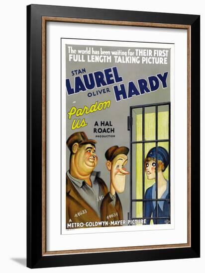 PARDON US, poster art, from left: Oliver Hardy, Stan Laurel [Laurel and Hardy], 1931-null-Framed Art Print