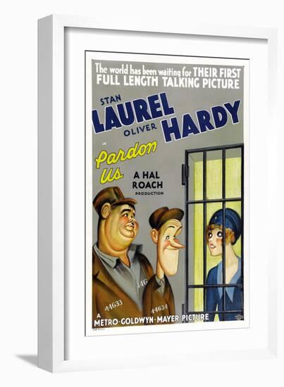 PARDON US, poster art, from left: Oliver Hardy, Stan Laurel [Laurel and Hardy], 1931-null-Framed Art Print