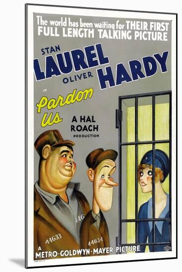 PARDON US, poster art, from left: Oliver Hardy, Stan Laurel [Laurel and Hardy], 1931-null-Mounted Art Print