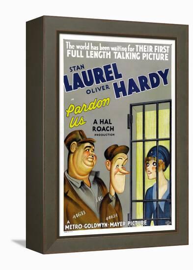 PARDON US, poster art, from left: Oliver Hardy, Stan Laurel [Laurel and Hardy], 1931-null-Framed Stretched Canvas