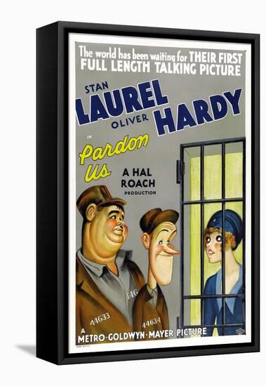 PARDON US, poster art, from left: Oliver Hardy, Stan Laurel [Laurel and Hardy], 1931-null-Framed Stretched Canvas