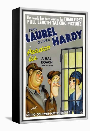 PARDON US, poster art, from left: Oliver Hardy, Stan Laurel [Laurel and Hardy], 1931-null-Framed Stretched Canvas