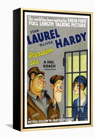 PARDON US, poster art, from left: Oliver Hardy, Stan Laurel [Laurel and Hardy], 1931-null-Framed Stretched Canvas