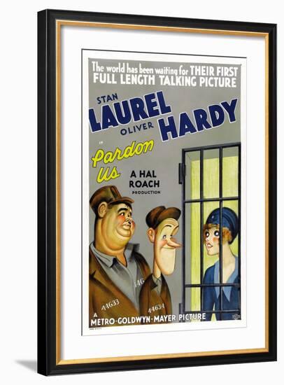 PARDON US, poster art, from left: Oliver Hardy, Stan Laurel [Laurel and Hardy], 1931-null-Framed Art Print