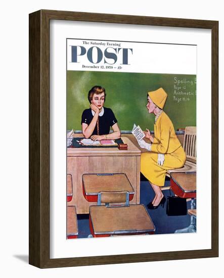 "Parent - Teacher Conference" Saturday Evening Post Cover, December 12, 1959-Amos Sewell-Framed Giclee Print