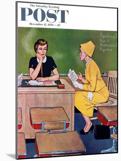 "Parent - Teacher Conference" Saturday Evening Post Cover, December 12, 1959-Amos Sewell-Mounted Giclee Print