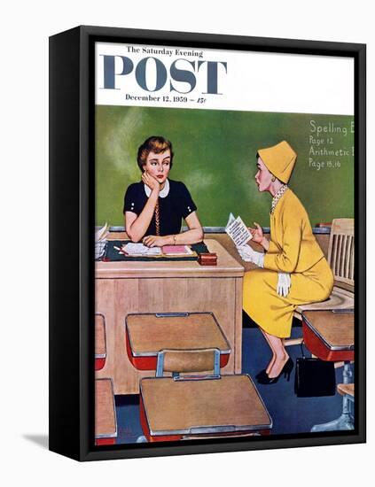 "Parent - Teacher Conference" Saturday Evening Post Cover, December 12, 1959-Amos Sewell-Framed Premier Image Canvas