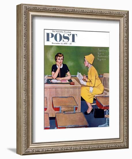 "Parent - Teacher Conference" Saturday Evening Post Cover, December 12, 1959-Amos Sewell-Framed Giclee Print