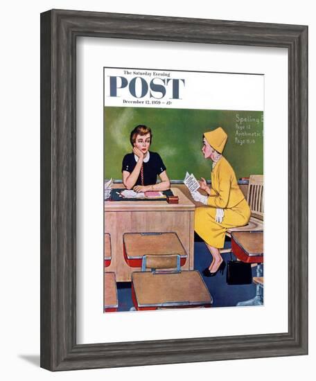 "Parent - Teacher Conference" Saturday Evening Post Cover, December 12, 1959-Amos Sewell-Framed Giclee Print