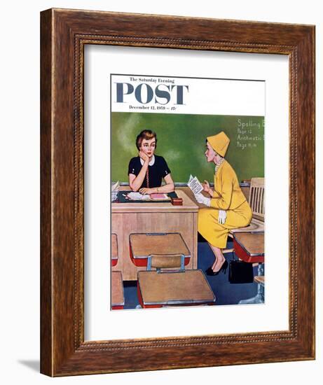 "Parent - Teacher Conference" Saturday Evening Post Cover, December 12, 1959-Amos Sewell-Framed Giclee Print