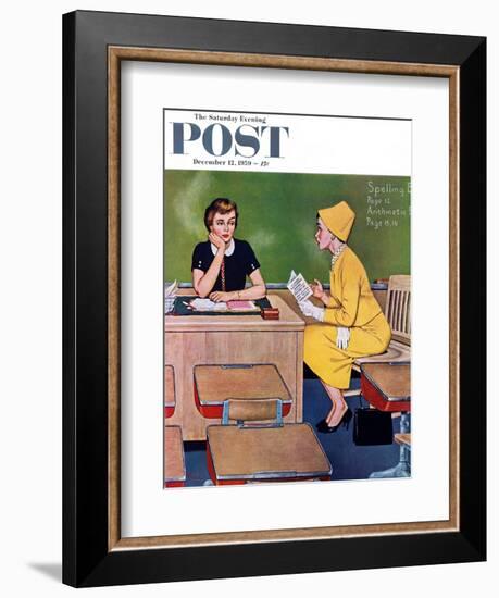 "Parent - Teacher Conference" Saturday Evening Post Cover, December 12, 1959-Amos Sewell-Framed Giclee Print