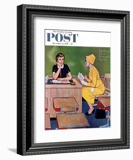 "Parent - Teacher Conference" Saturday Evening Post Cover, December 12, 1959-Amos Sewell-Framed Giclee Print