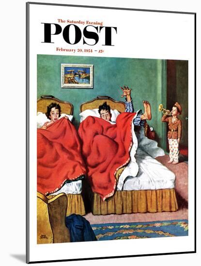 "Parents' Reveille" Saturday Evening Post Cover, February 20, 1954-Amos Sewell-Mounted Giclee Print