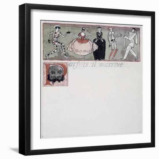 Parfois Il M'Arrive' (Ink and W/C on Paper)-Georges Barbier-Framed Giclee Print
