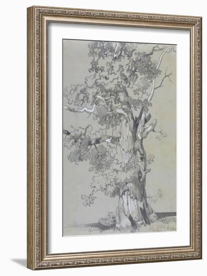 Parham, 13 October 1834 (Graphite with White Gouache on Brown Wove Paper)-Edward Lear-Framed Giclee Print