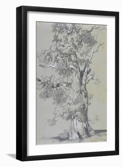 Parham, 13 October 1834 (Graphite with White Gouache on Brown Wove Paper)-Edward Lear-Framed Giclee Print