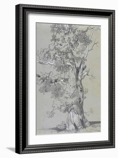 Parham, 13 October 1834 (Graphite with White Gouache on Brown Wove Paper)-Edward Lear-Framed Giclee Print