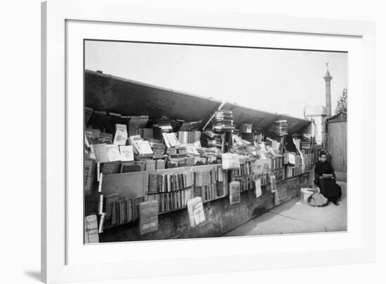 Paris, 1910-1911 - Secondhand Book Dealer, place de la Bastille bouquiniste-Eugene Atget-Framed Art Print