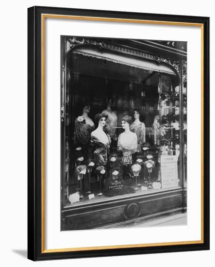 Paris, 1912 - Hairdresser's Shop Window, boulevard de Strasbourg-Eugene Atget-Framed Art Print