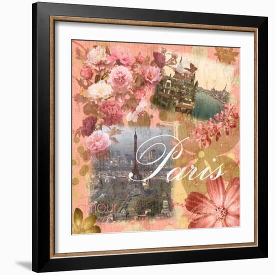 Paris Amour Coral-Lauren Gibbons-Framed Art Print