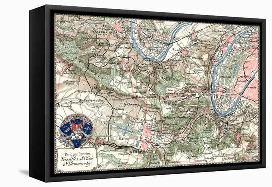 "Paris and Environs" French Map from the 1800s-Piddix-Framed Stretched Canvas