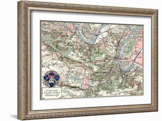 "Paris and Environs" French Map from the 1800s-Piddix-Framed Art Print