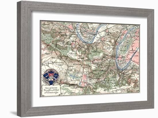 "Paris and Environs" French Map from the 1800s-Piddix-Framed Art Print