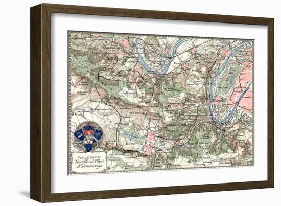 "Paris and Environs" French Map from the 1800s-Piddix-Framed Art Print