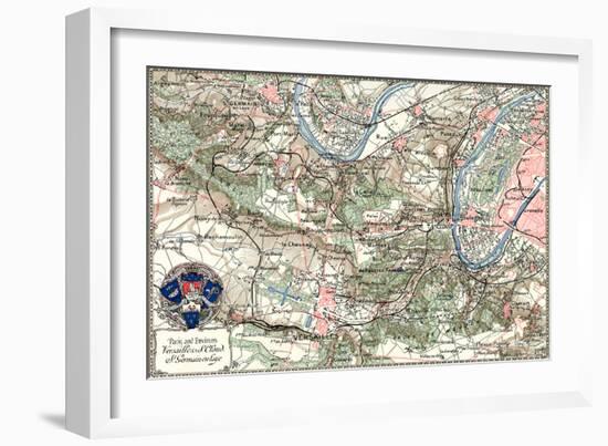 "Paris and Environs" French Map from the 1800s-Piddix-Framed Art Print