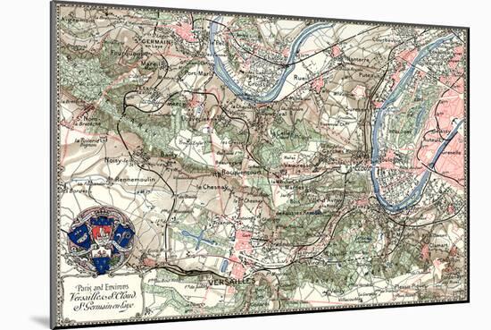 "Paris and Environs" French Map from the 1800s-Piddix-Mounted Art Print