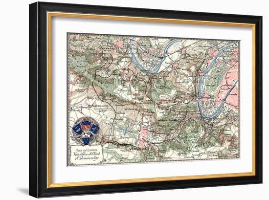 "Paris and Environs" French Map from the 1800s-Piddix-Framed Art Print